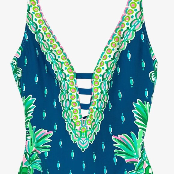 Lilly Pulitzer Jaspen One Piece Swimsuit Havana Pink Orchid Sioree Size 6 - Picture 2 of 8